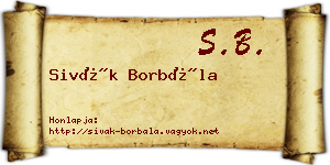 Sivák Borbála névjegykártya